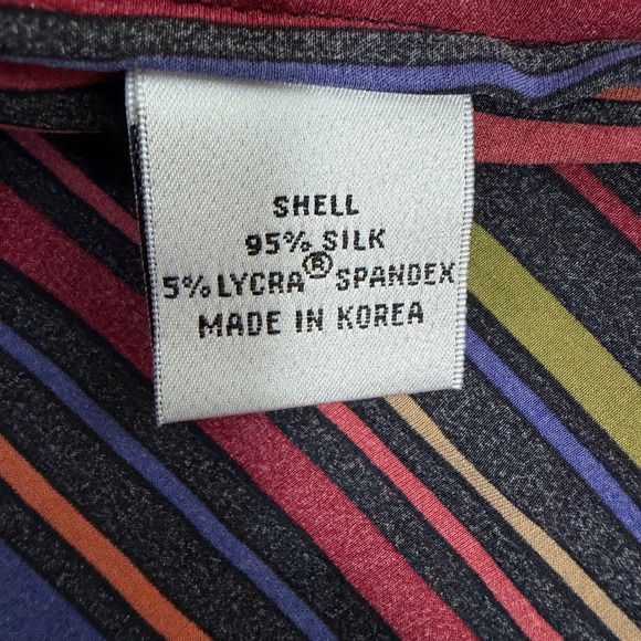 Talbots Womens Silk Stretch Striped Button Down Shirt Blouse Multi Color Size 10 - Picture 7 of 9